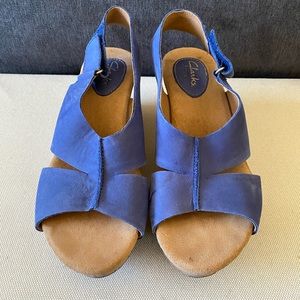 Clarks cork wedge leather sandal